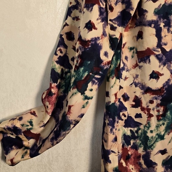 Lauren Ralph Lauren Womens M Floral Shirt Button Up Long Sleeve Burgundy Green - Picture 3 of 7